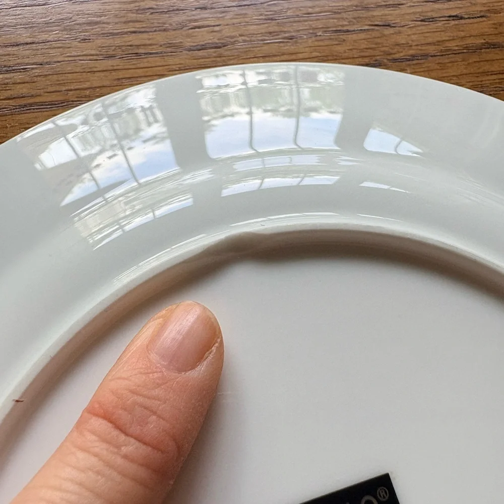 Studio Tu white beaded Fine Bone China Otella set of 6 salad plates ~8.5 inches